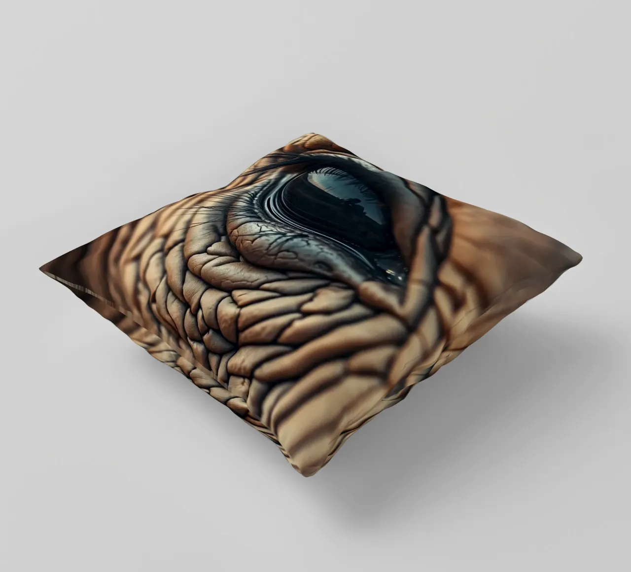 Close-up of an elephant's eye revealing intricate details decorative cushion by DesignDoodle
