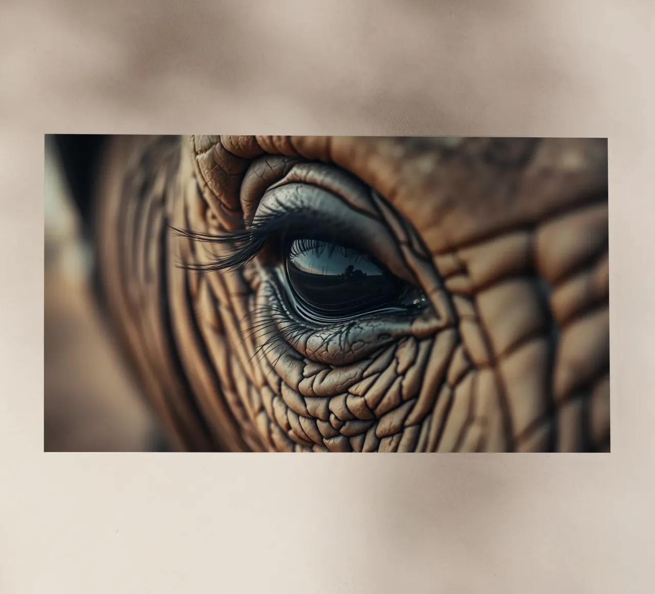 Primer plano del ojo de un elefante que revela intrincados detalles lámina retroiluminada de DesignDoodle