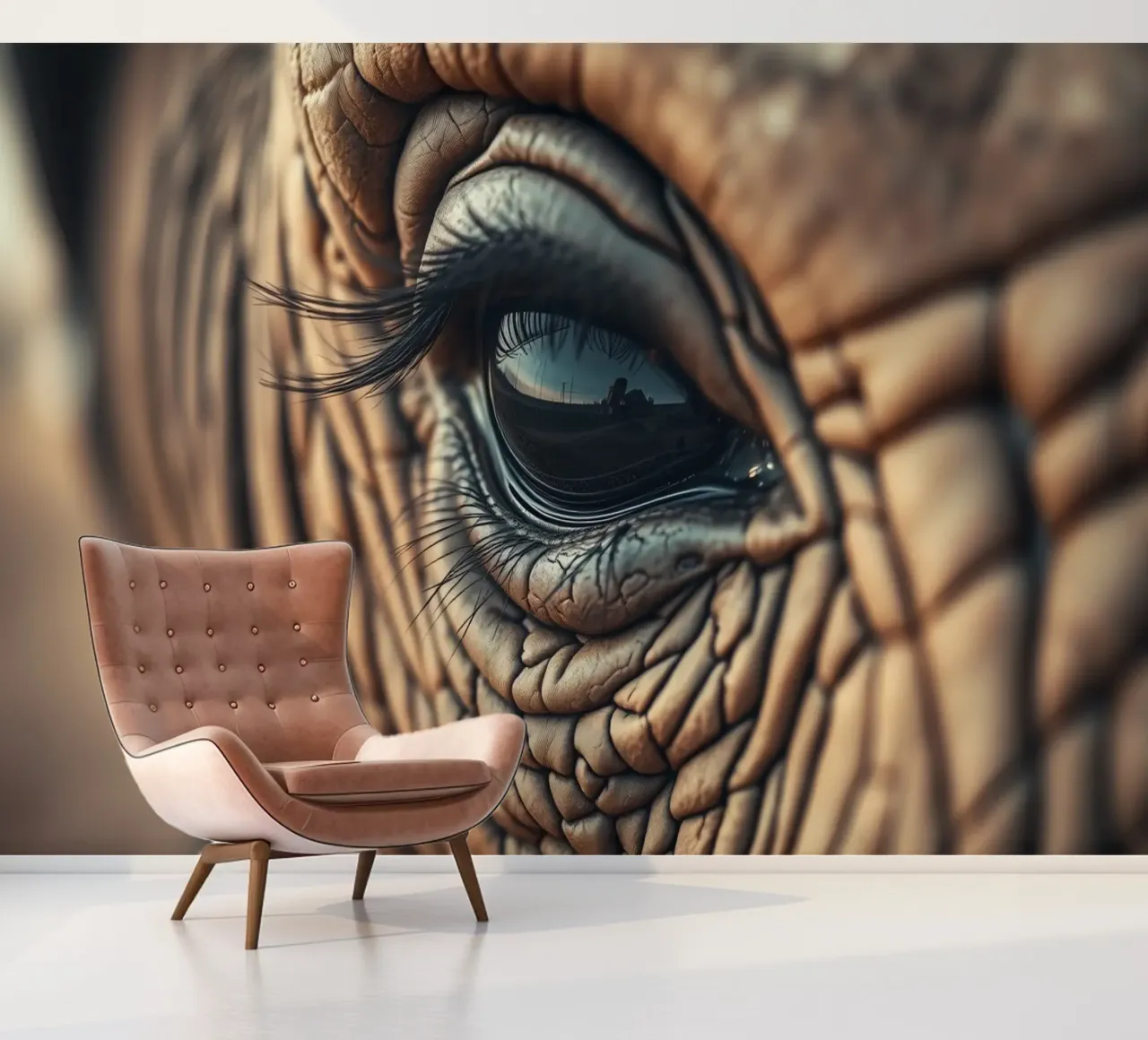 Close-up of an elephant's eye revealing intricate details photo wallpaper by DesignDoodle