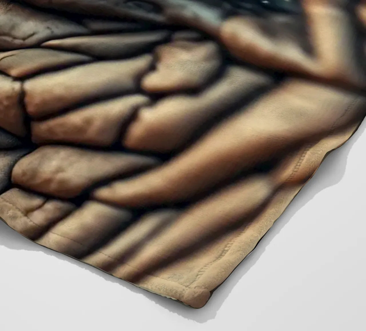 Close-up of an elephant's eye revealing intricate details fleece blanket by DesignDoodle