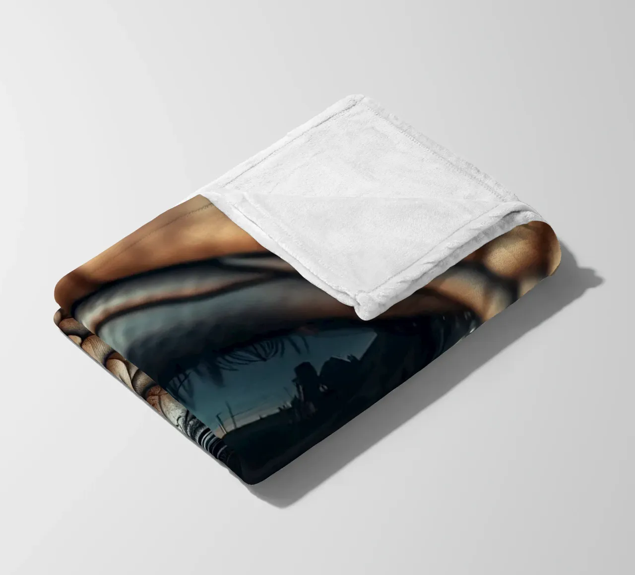Close-up of an elephant's eye revealing intricate details fleece blanket by DesignDoodle