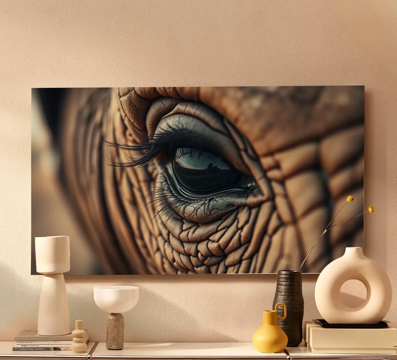 Close-up of an elephant's eye revealing intricate details alu-dibond by DesignDoodle