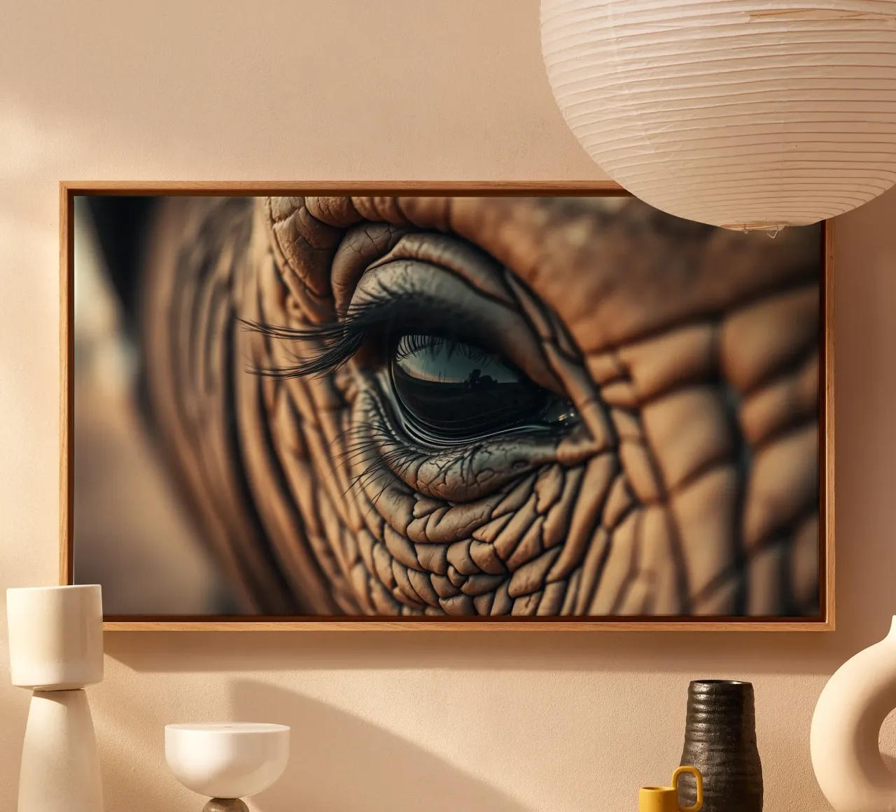 Close-up of an elephant's eye revealing intricate details canvas by DesignDoodle
