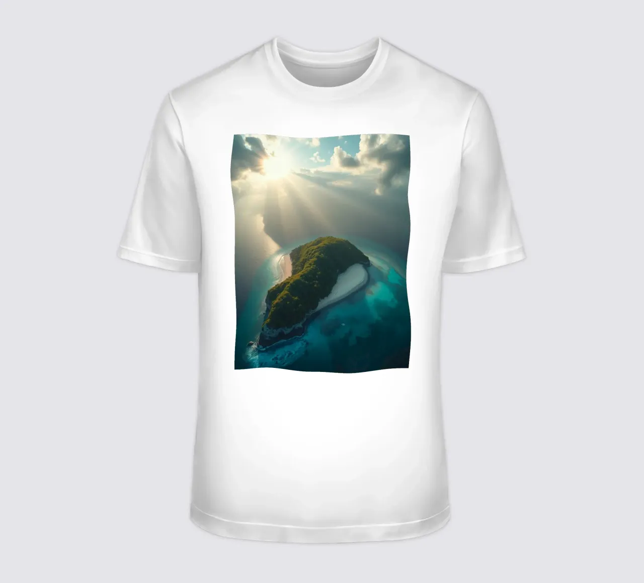 Vue aérienne d'une île entourée d'eau cristalline t-shirt de DesignDoodle