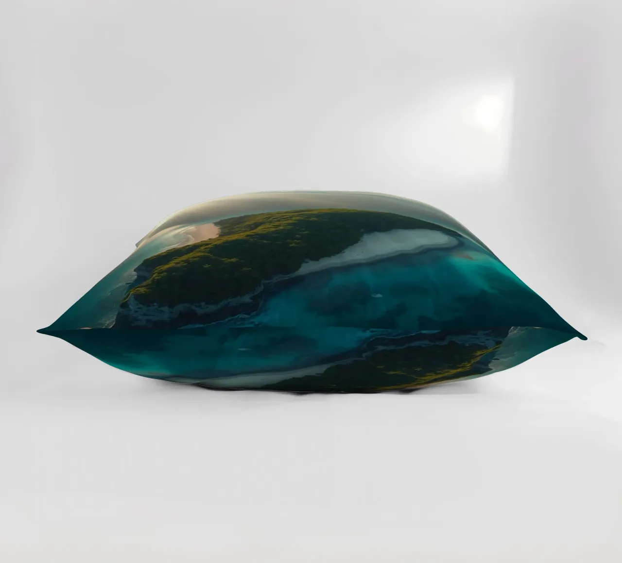 Vue aérienne d'une île entourée d'eau cristalline coussin de DesignDoodle