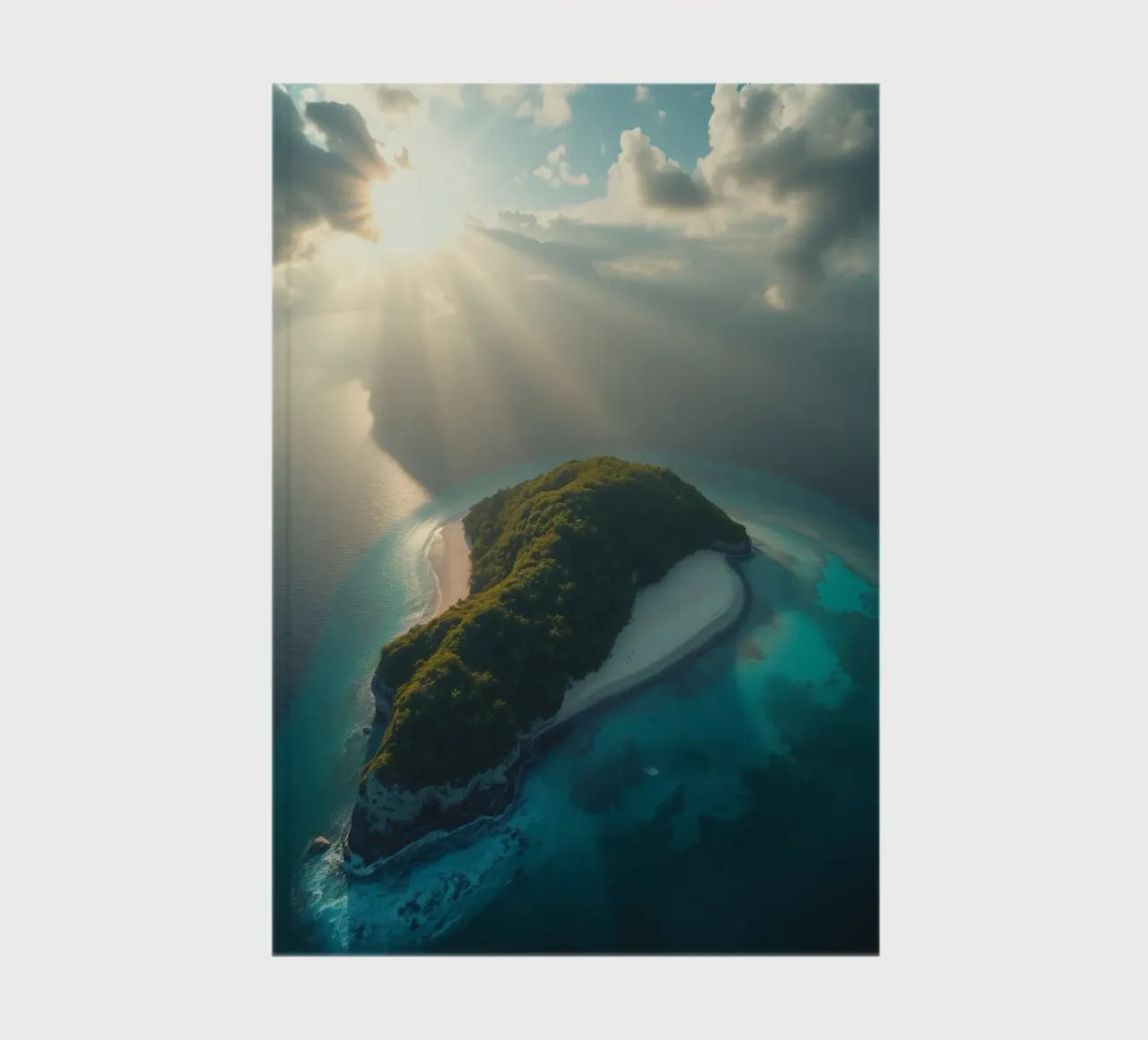 Vue aérienne d'une île entourée d'eau cristalline carnet de notes de DesignDoodle