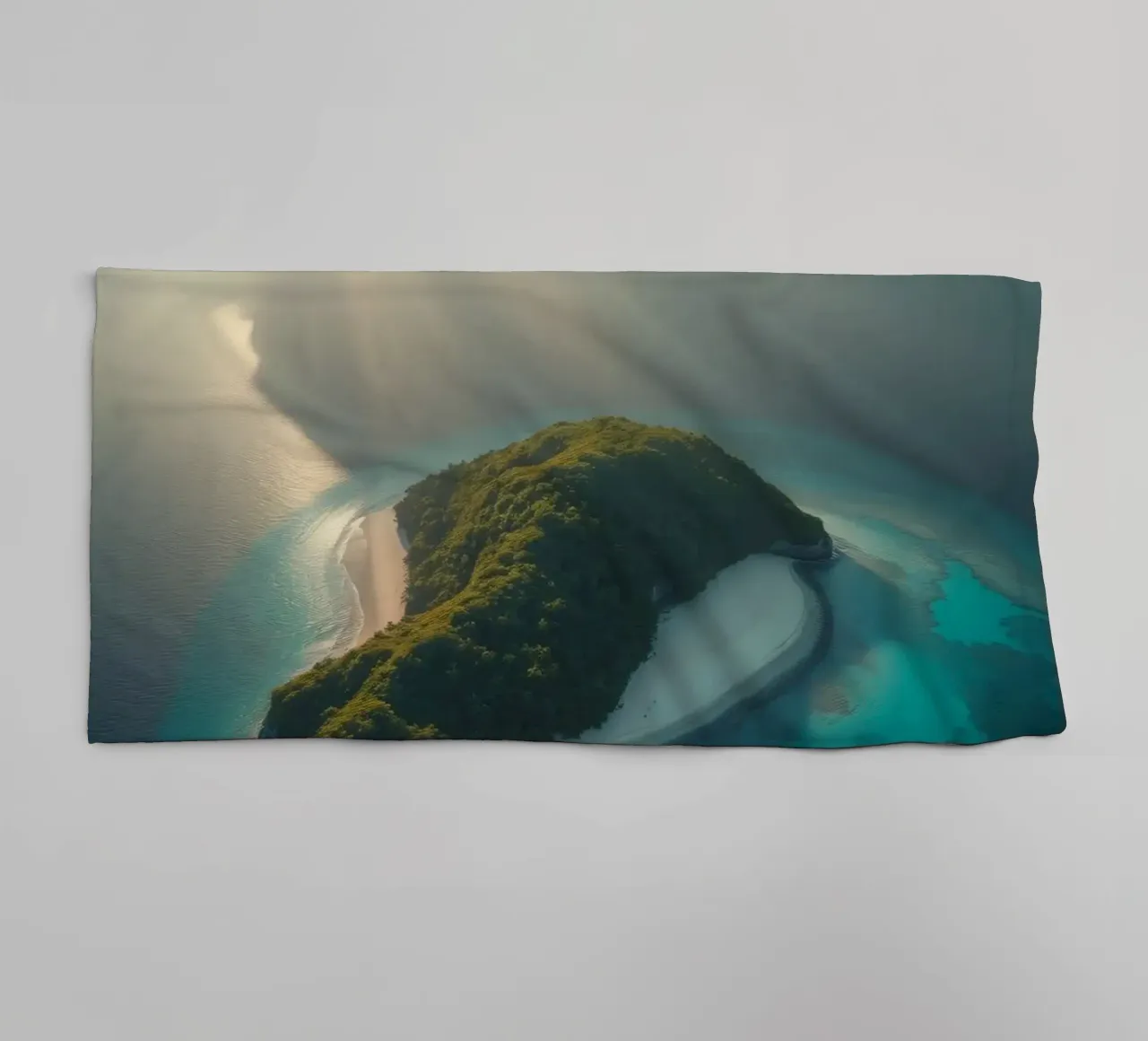 Vue aérienne d'une île entourée d'eau cristalline serviette de bain de DesignDoodle