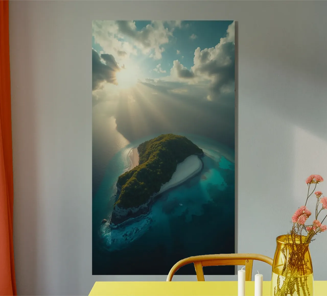 Vue aérienne d'une île entourée d'eau cristalline plexiglas de DesignDoodle