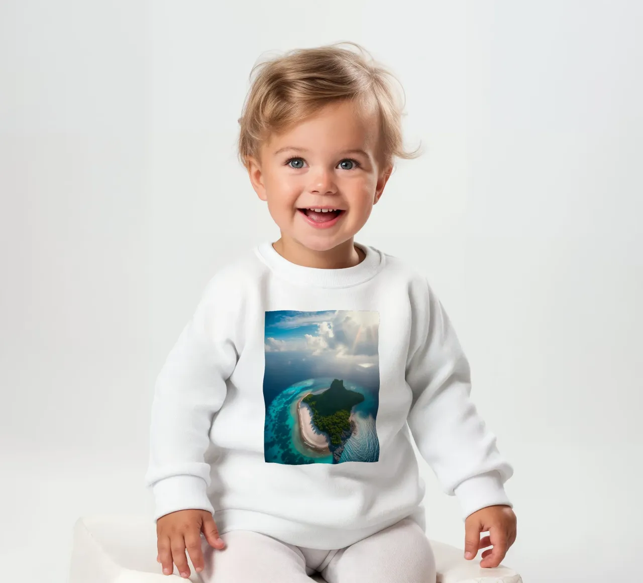 Vue aérienne d'une île tropicale entourée d'eau claire sweat pour bébé de DesignDoodle