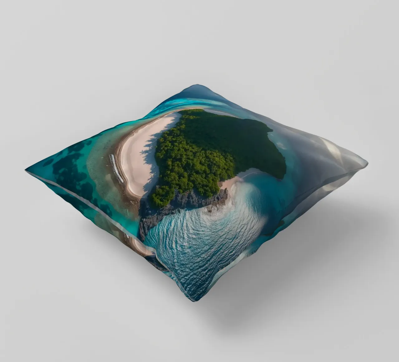 Vue aérienne d'une île tropicale entourée d'eau claire coussin de DesignDoodle