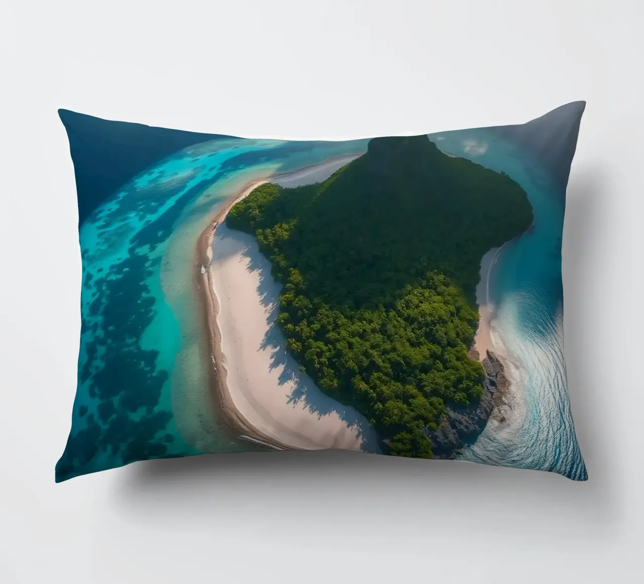 Vue aérienne d'une île tropicale entourée d'eau claire coussin de DesignDoodle