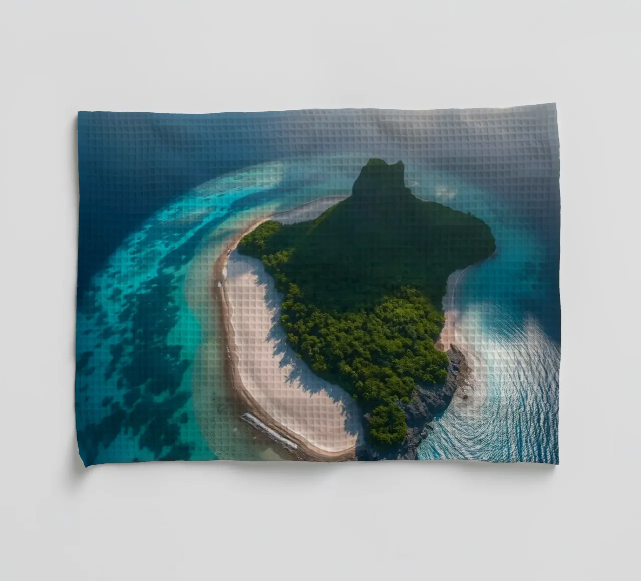 Vue aérienne d'une île tropicale entourée d'eau claire torchon de DesignDoodle