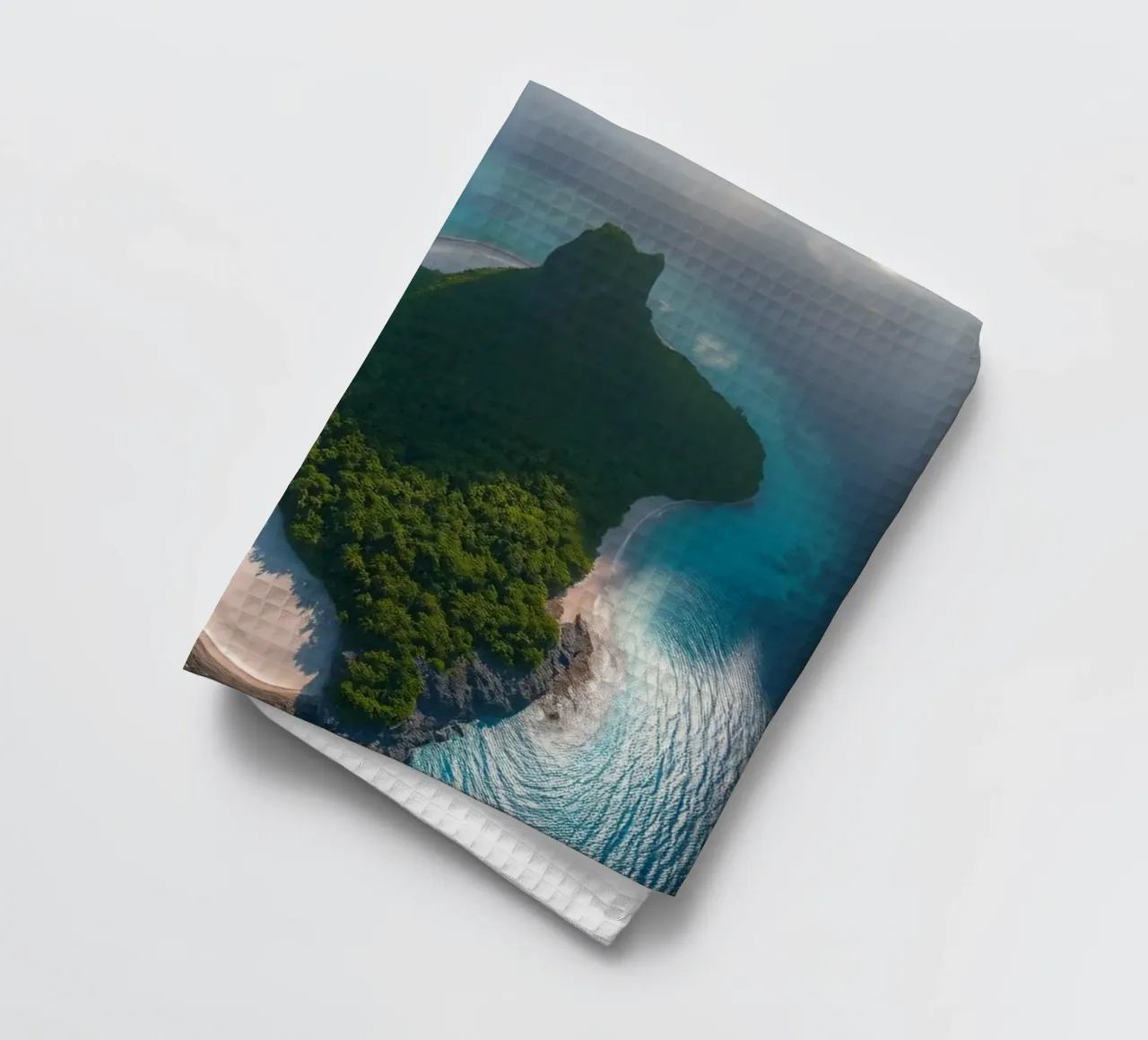 Vue aérienne d'une île tropicale entourée d'eau claire torchon de DesignDoodle