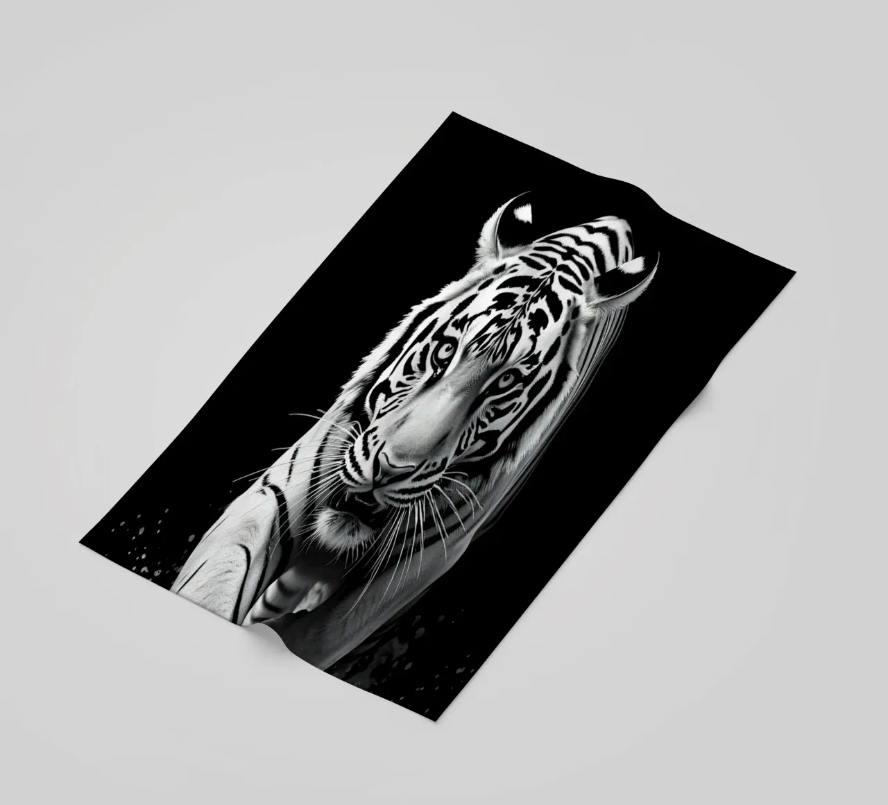 Majestic white tiger running through water beach towel by DesignDoodle