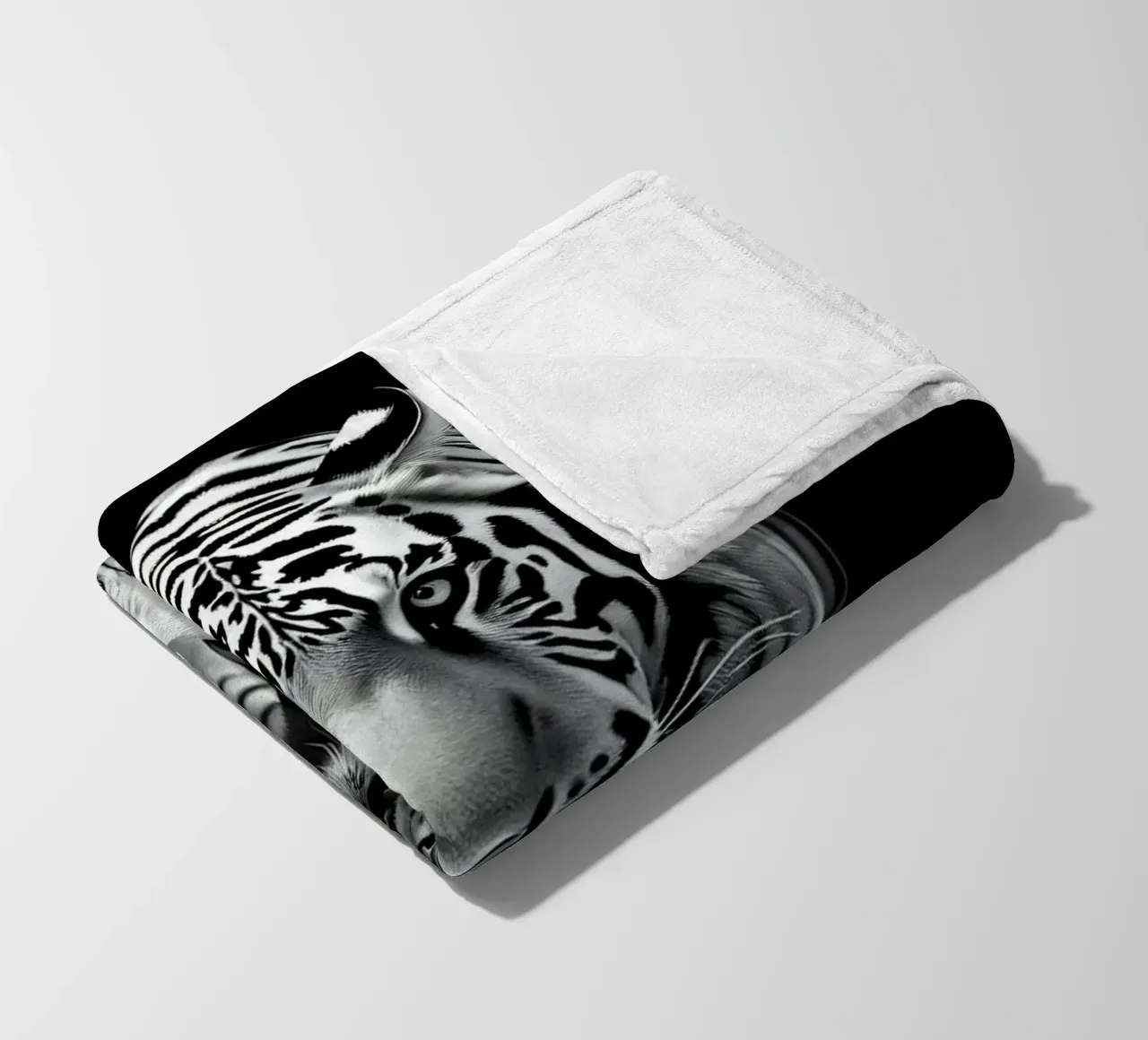 Majestic white tiger running through water fleece blanket by DesignDoodle