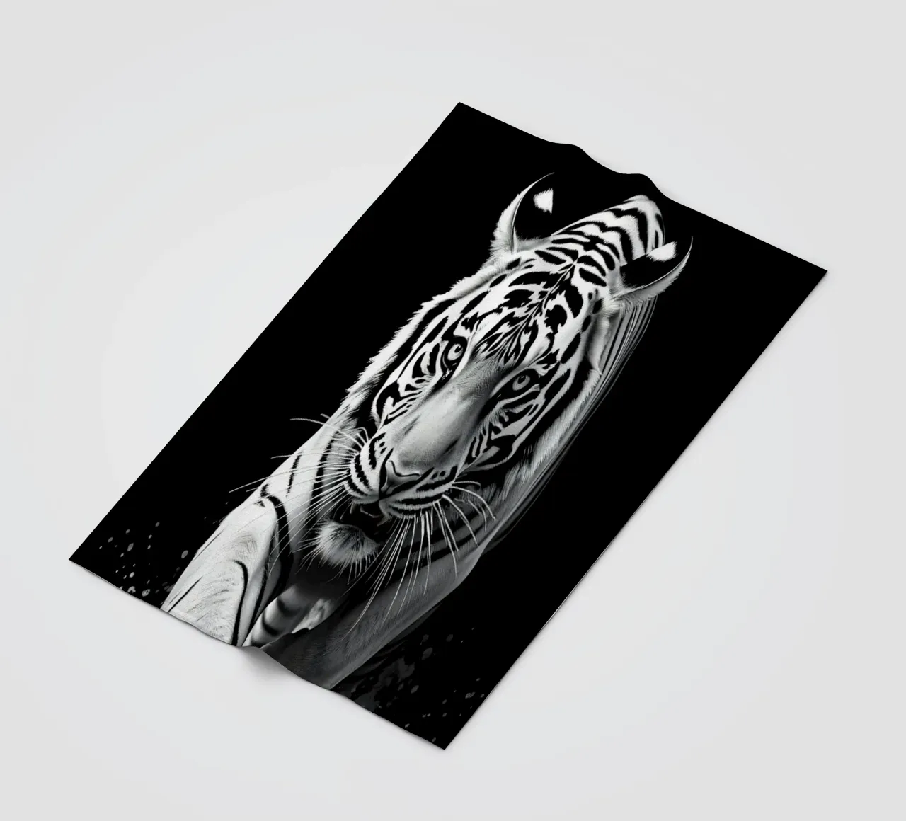 Majestic white tiger running through water fleece blanket by DesignDoodle