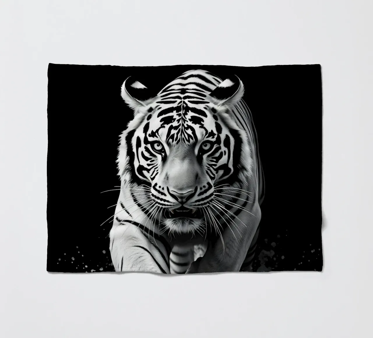 Majestic white tiger running through water fleece blanket by DesignDoodle