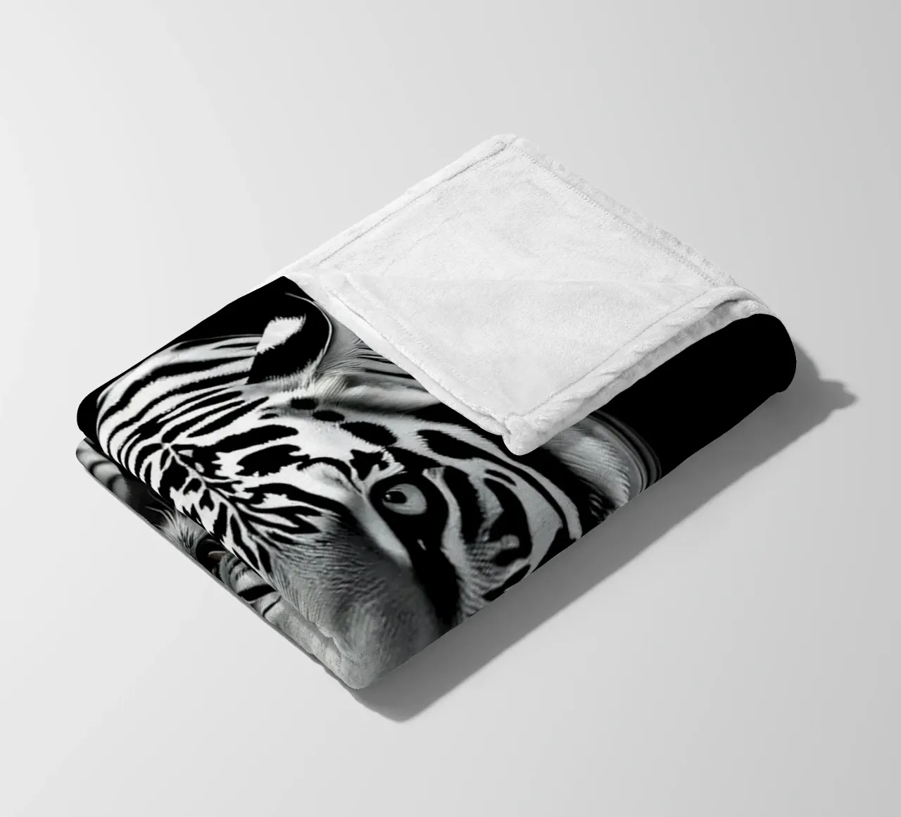 Majestic white tiger running through water fleece blanket by DesignDoodle
