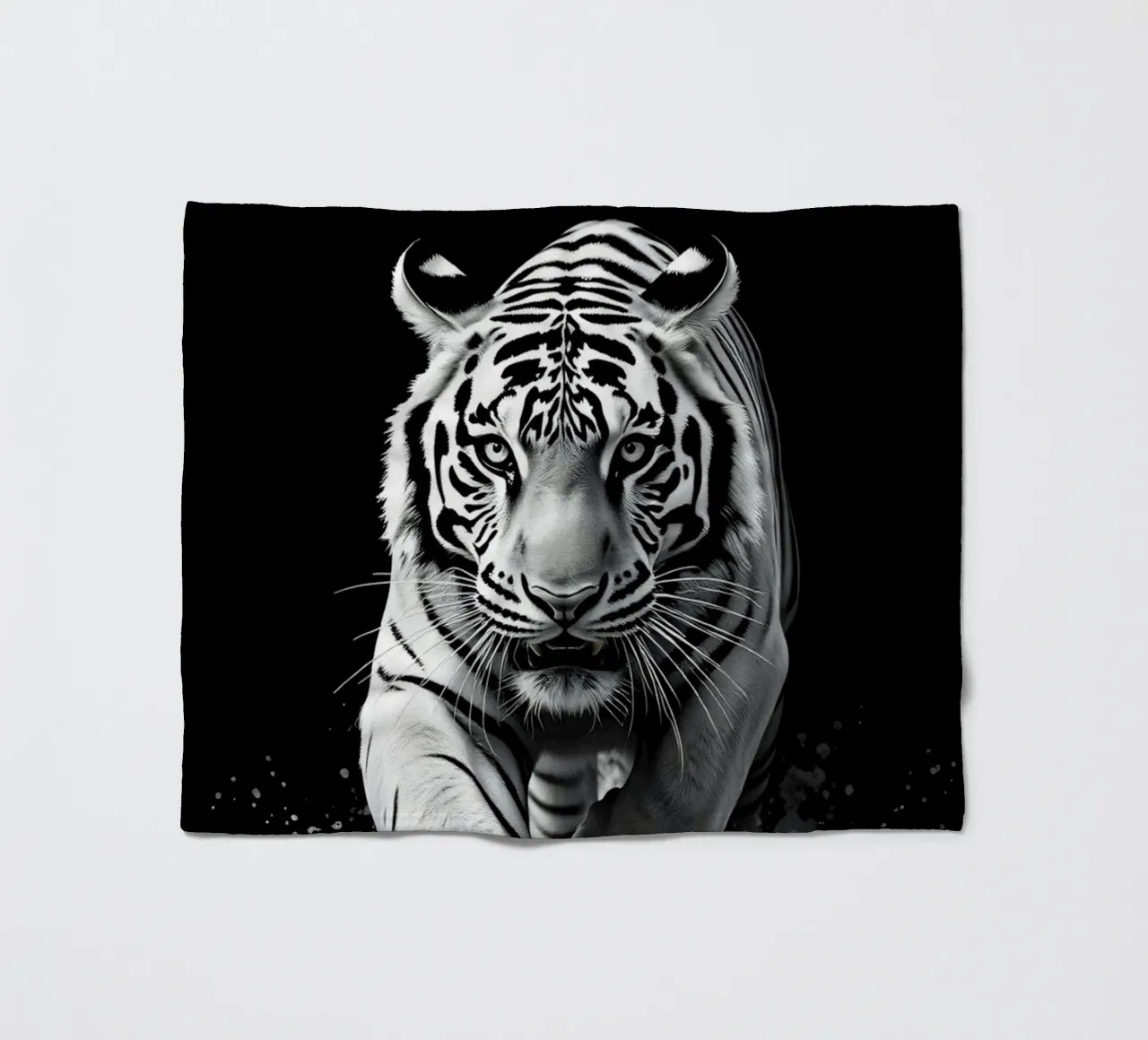 Majestic white tiger running through water fleece blanket by DesignDoodle