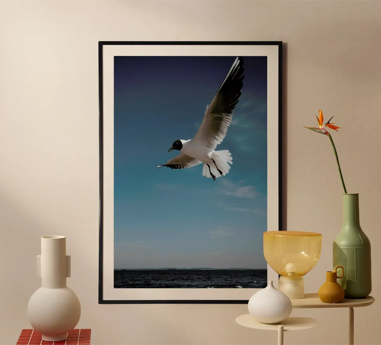 Seagulls IX poster met aluminium frame van Sebastian Hilgetag
