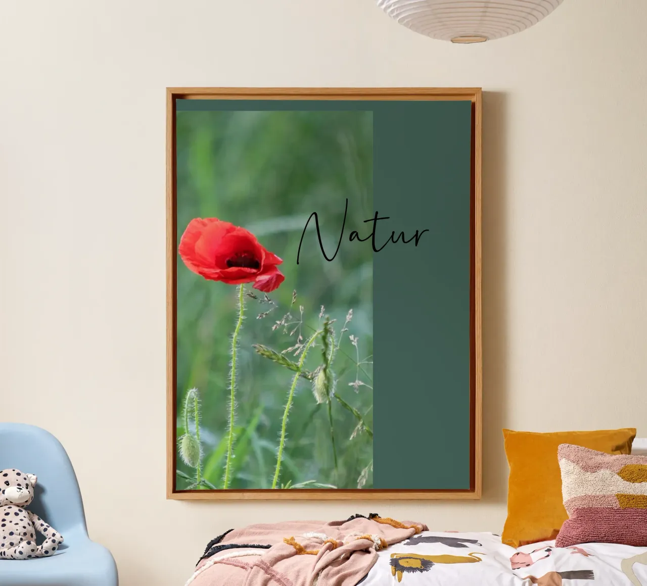 Poppies in the field canvas with Floater frame by Kreativernetzt