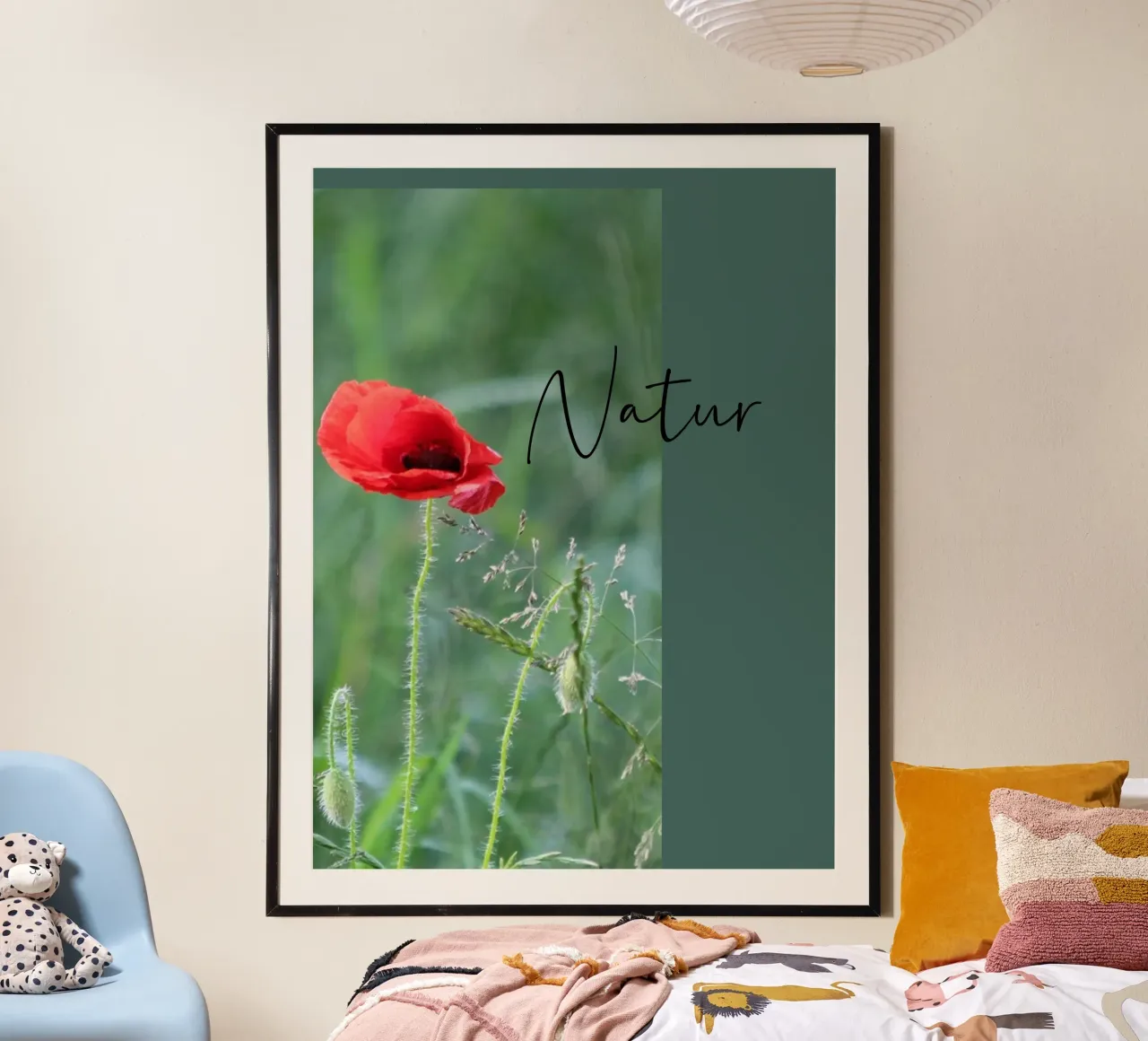 Papaveri in campo poster con telaio in plastica da Kreativernetzt