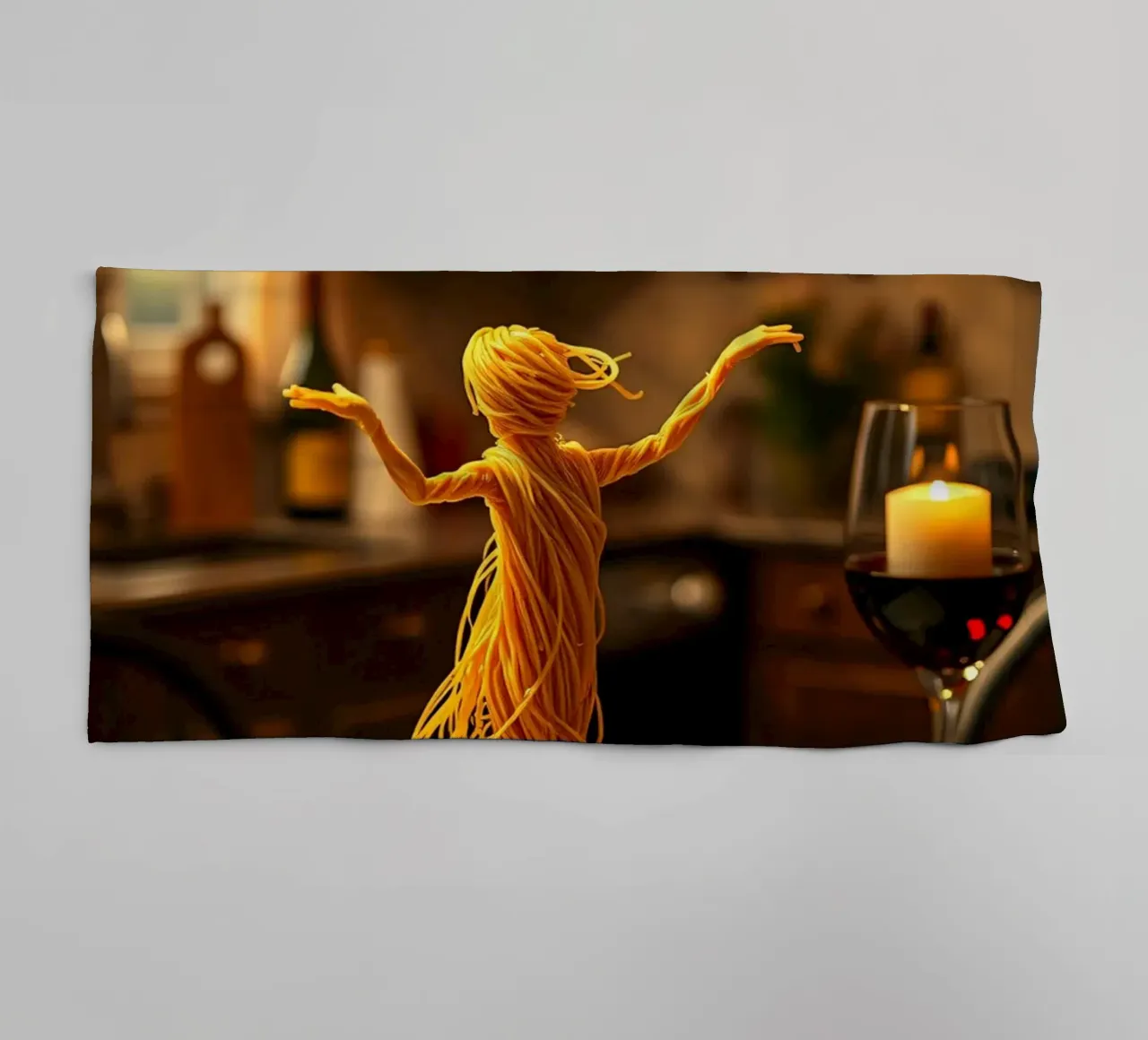 Scultura di pasta creativa di una ballerina su un piatto da pranzo asciugamano da bagno da DesignDoodle