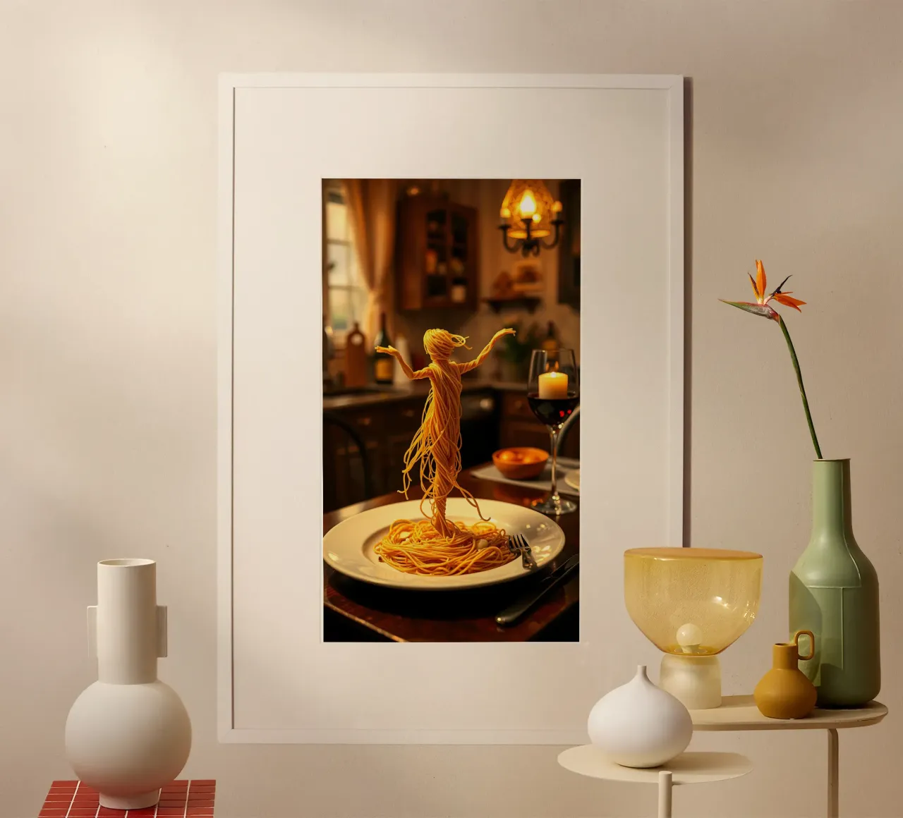 Scultura di pasta creativa di una ballerina su un piatto da pranzo carta hahnemühle da DesignDoodle