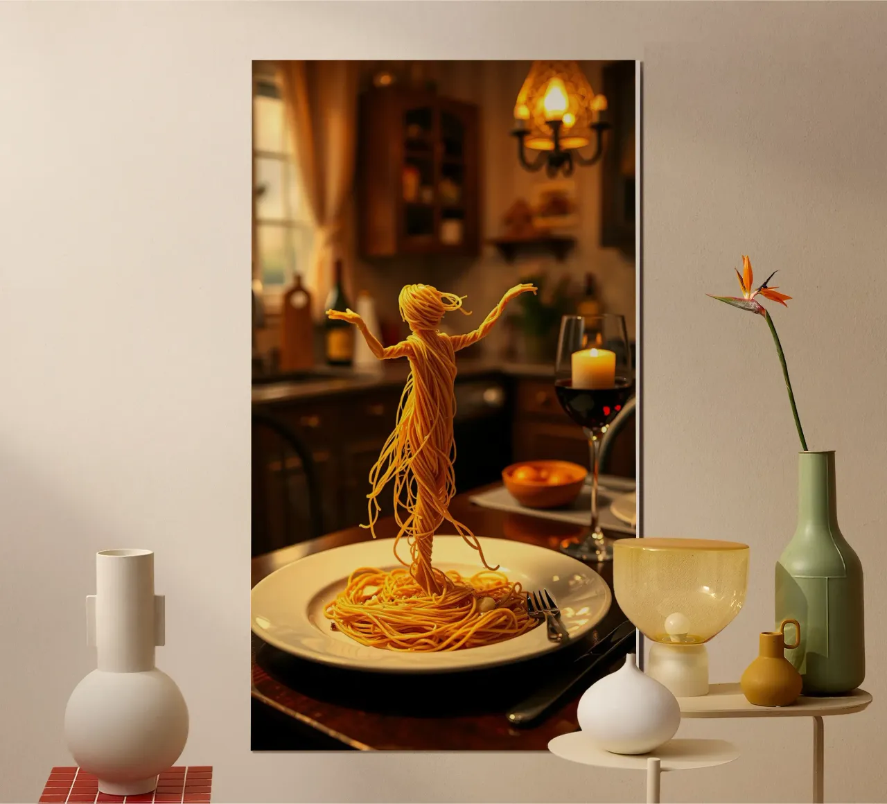 Scultura di pasta creativa di una ballerina su un piatto da pranzo carta hahnemühle da DesignDoodle