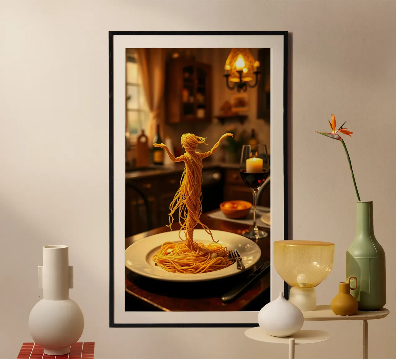 Scultura di pasta creativa di una ballerina su un piatto da pranzo carta hahnemühle da DesignDoodle