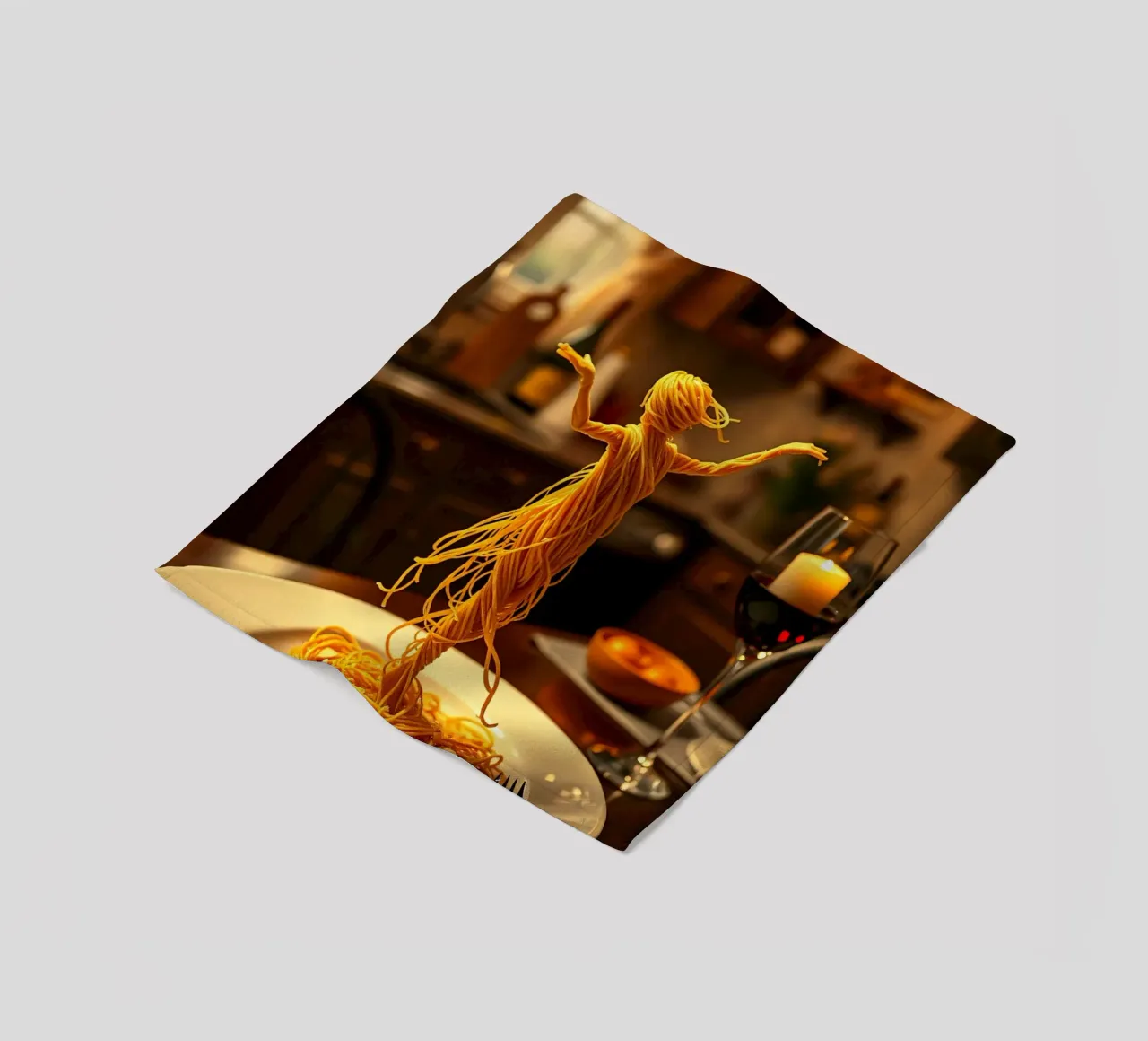 Scultura di pasta creativa di una ballerina su un piatto da pranzo coperta in pile da DesignDoodle