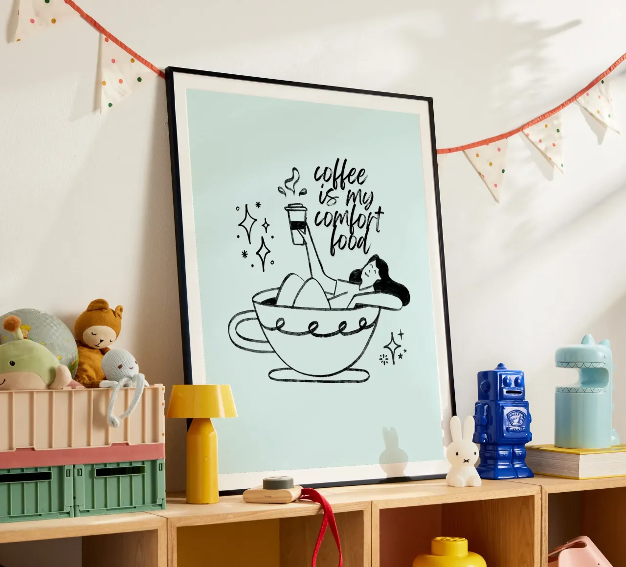 Coffee Life poster con telaio in legno da Dreamer10