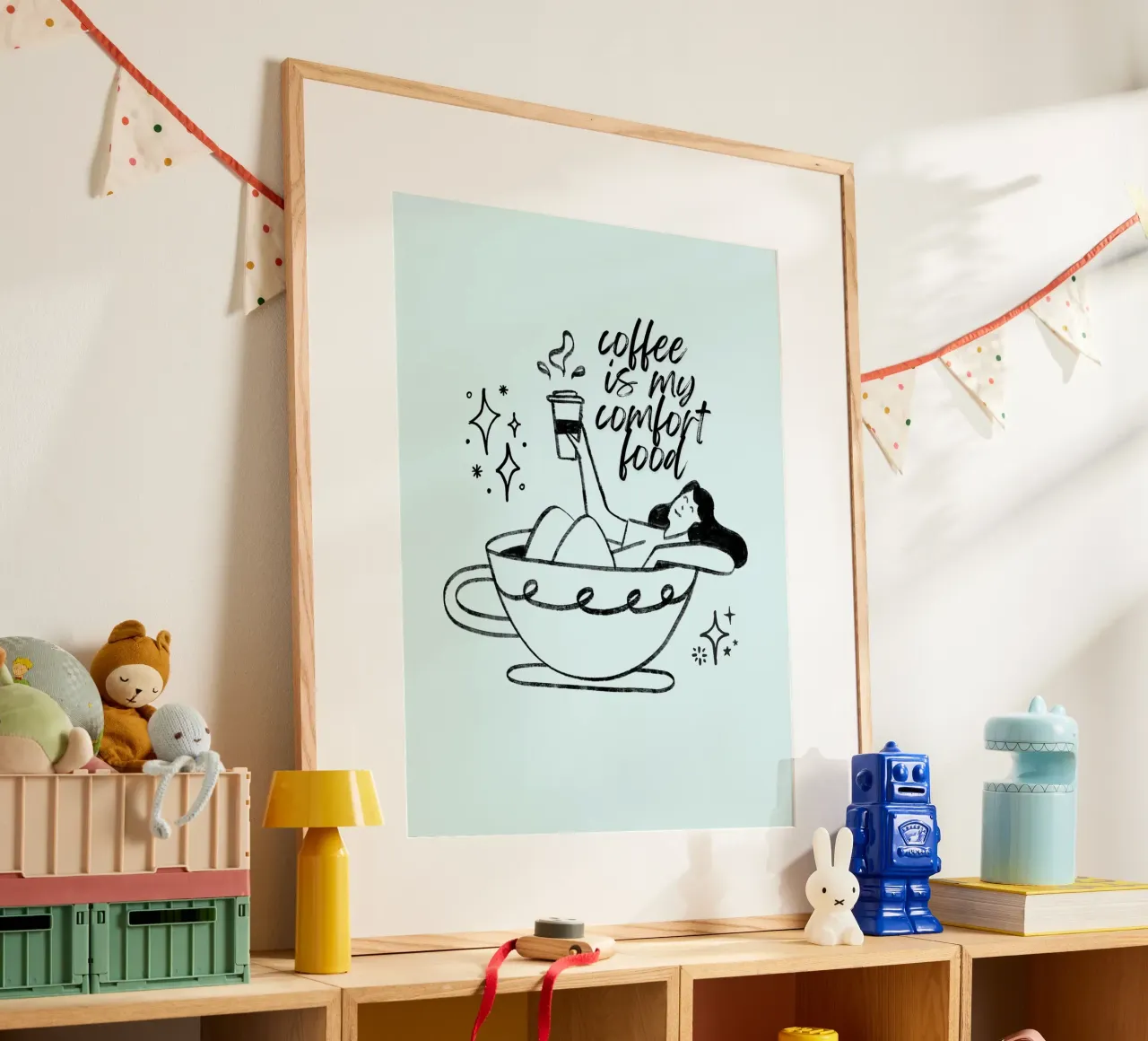 Coffee Life poster con telaio in legno da Dreamer10