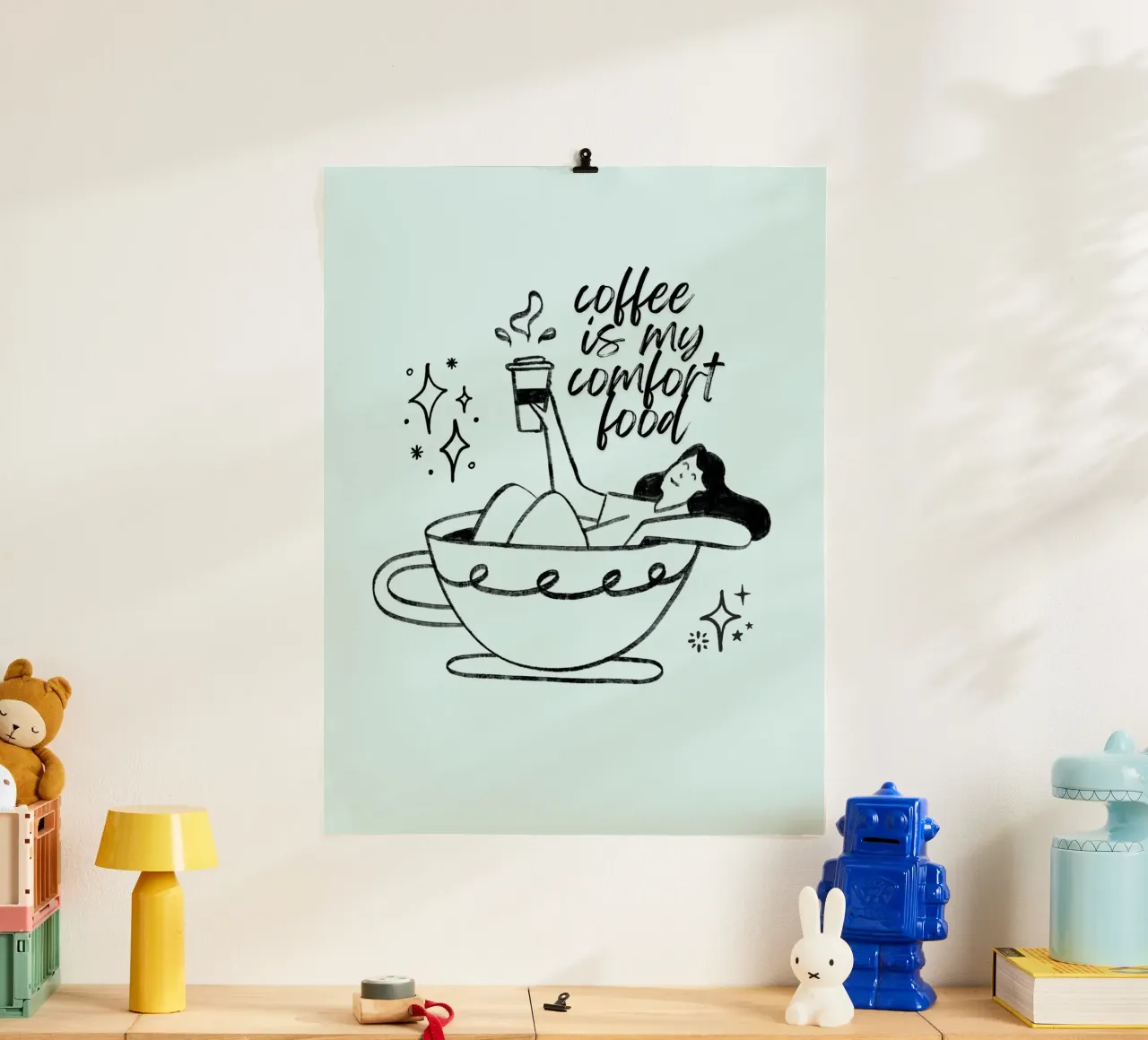 Coffee Life poster con telaio in legno da Dreamer10