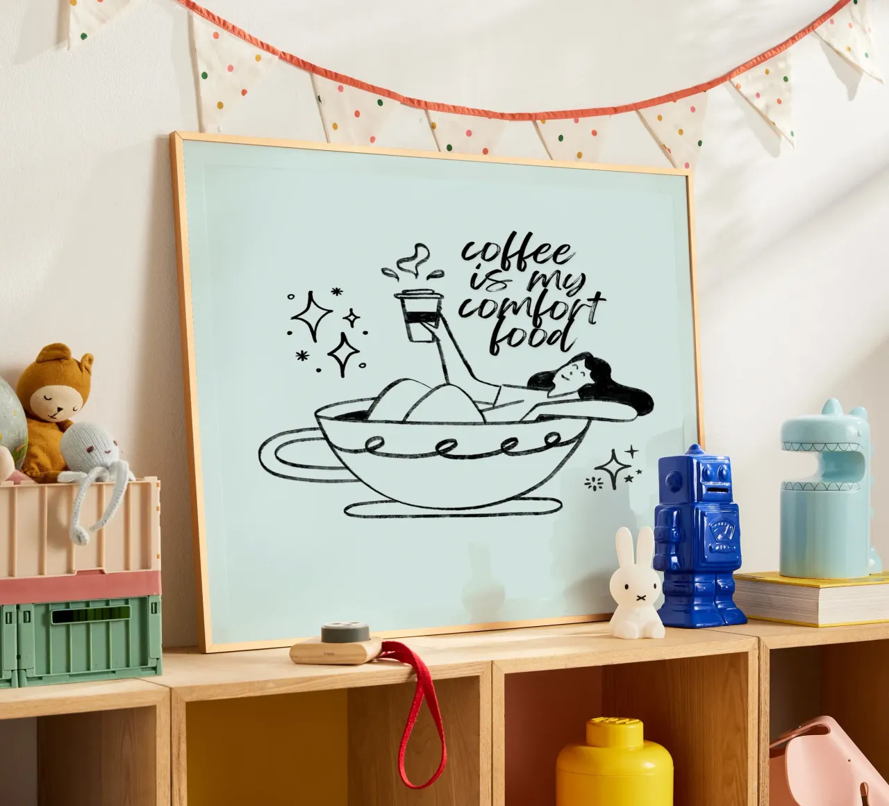 Coffee Life poster con telaio in legno da Dreamer10