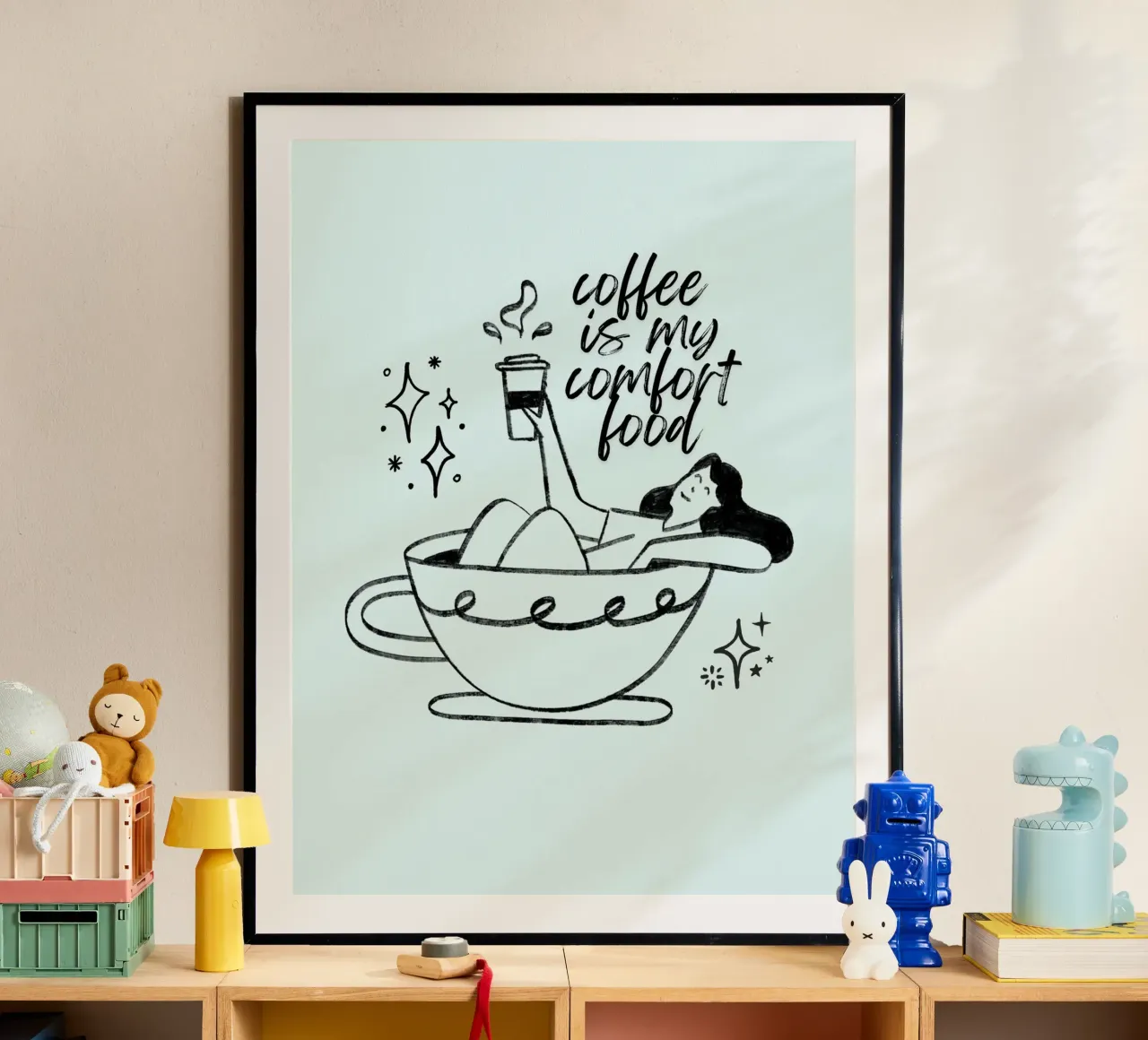 Coffee Life poster con telaio in legno da Dreamer10