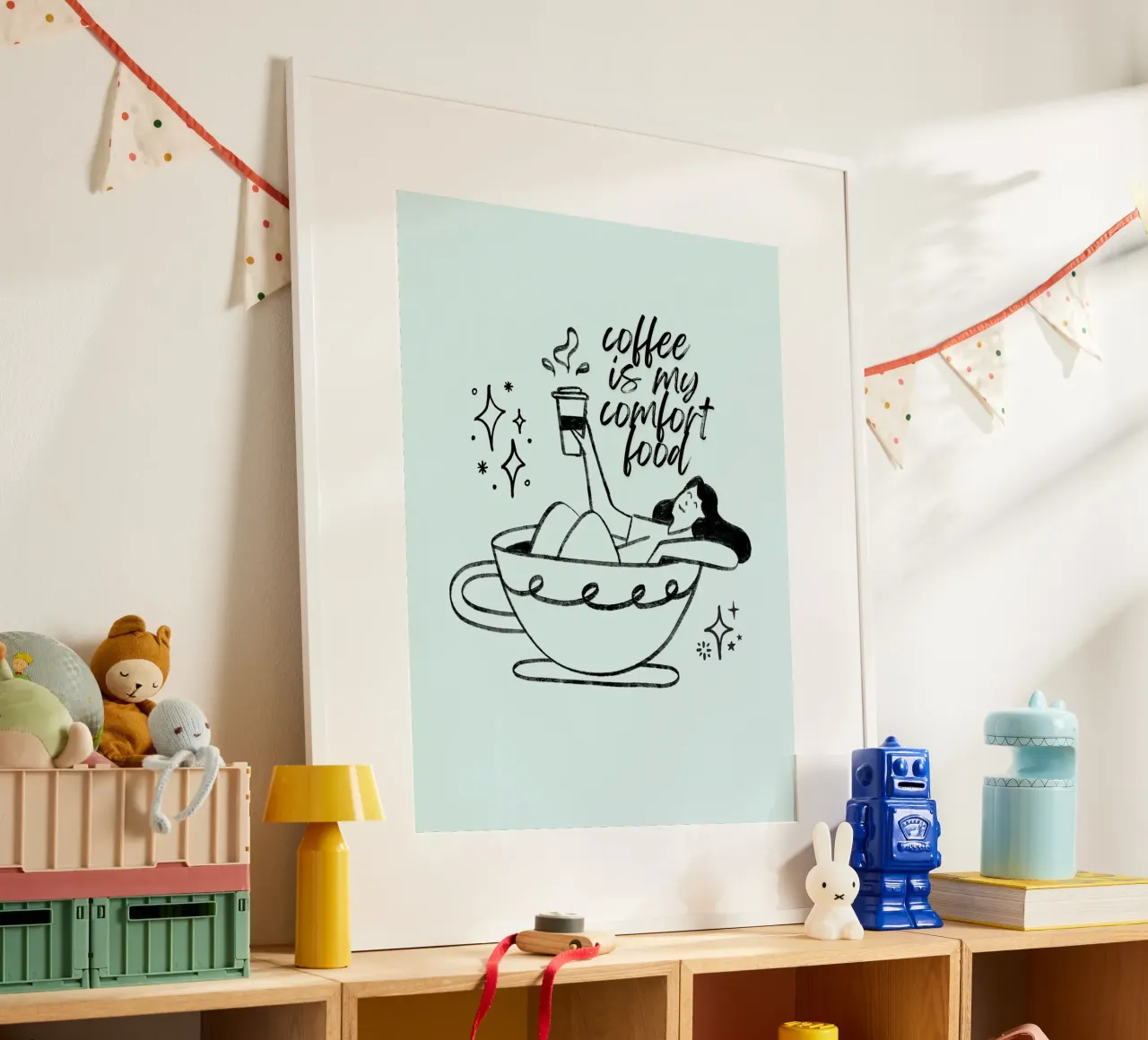 Coffee Life poster con telaio in legno da Dreamer10