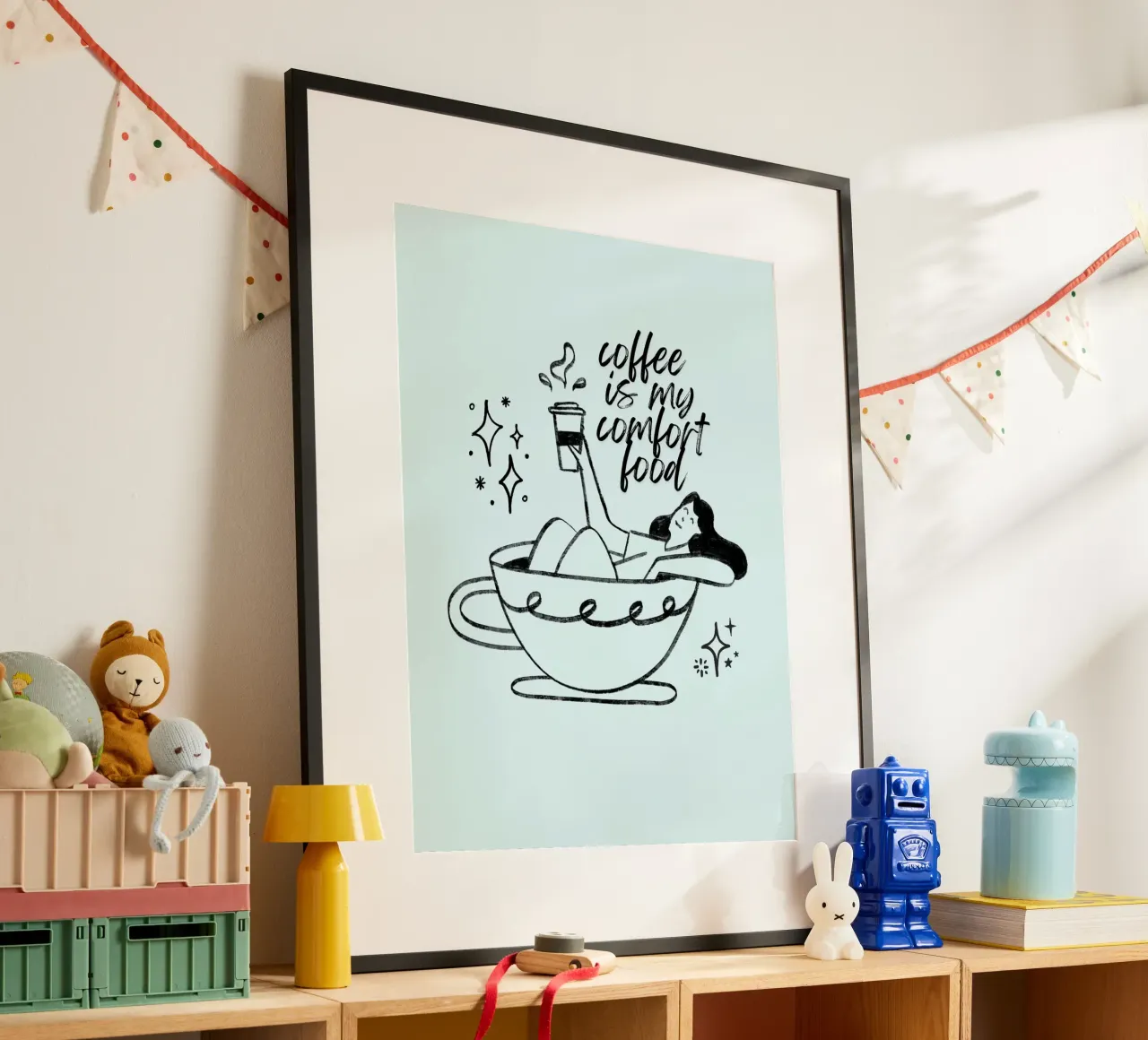 Coffee Life poster con telaio in legno da Dreamer10