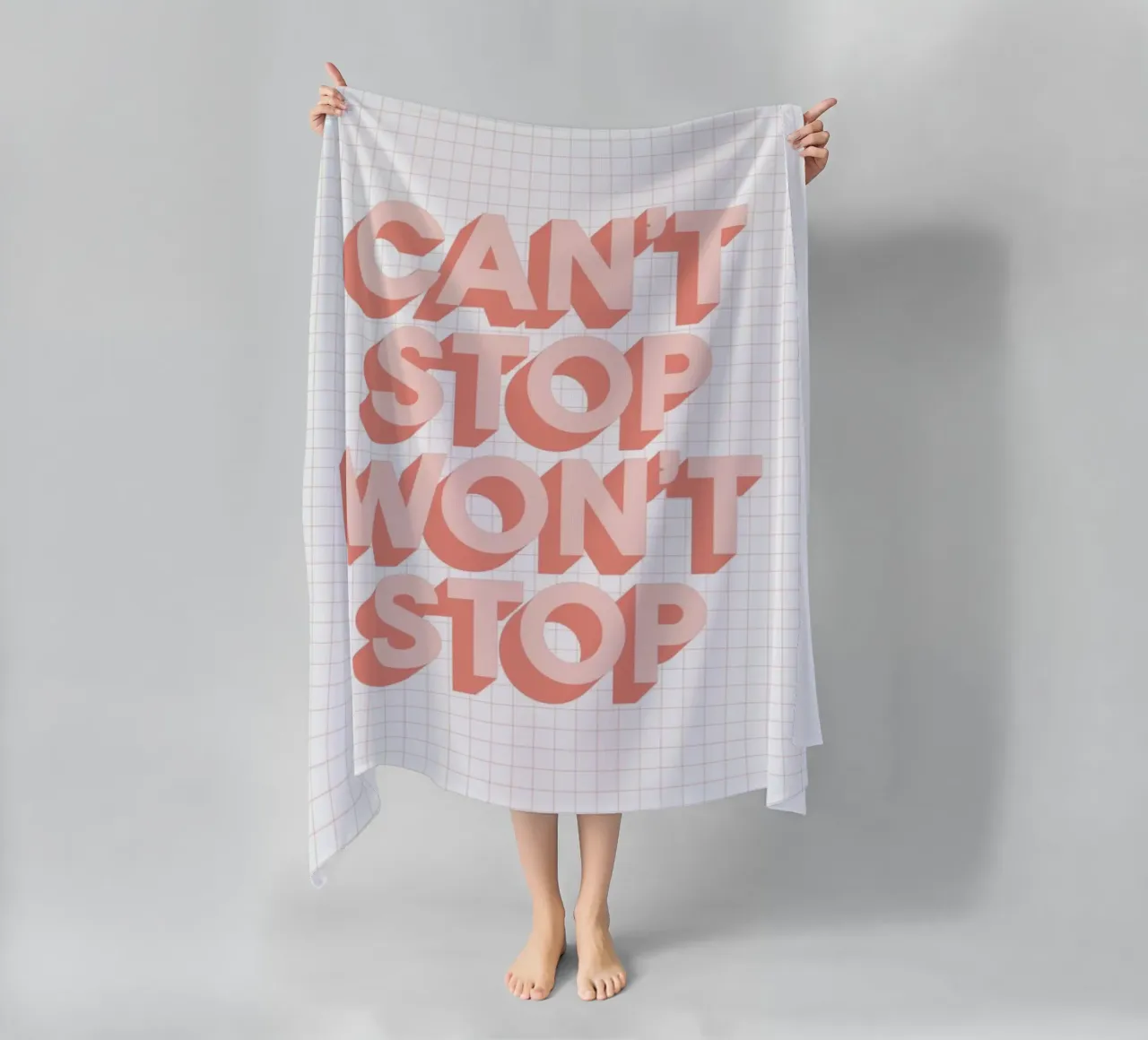 Can't Stop Won't Stop Typography Design beach towel by THE MOTIVATED TYPE