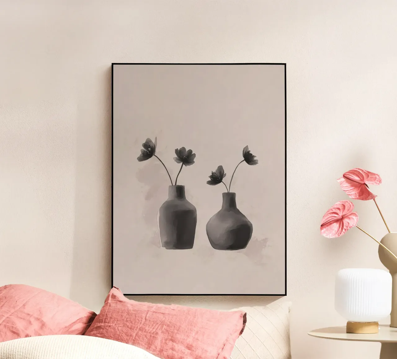 Creative pink flowers acrylic glass by Carinaprint