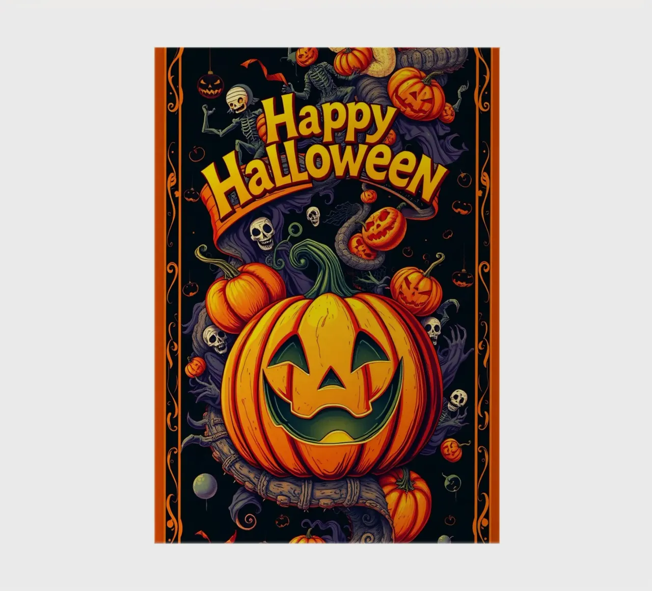 Festive Halloween decoration featuring a grinning pumpkin notebook by DesignDoodle