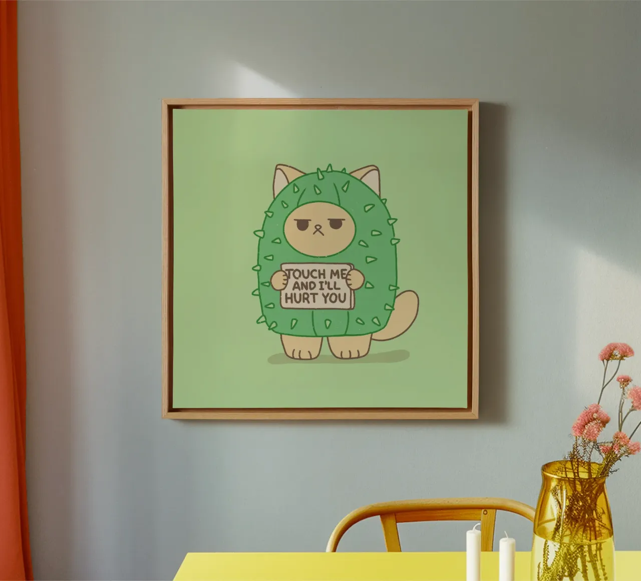 Berühre mich und ich werde dir wehtun Leinwand mit Schattenfugenrahmen von Loobs