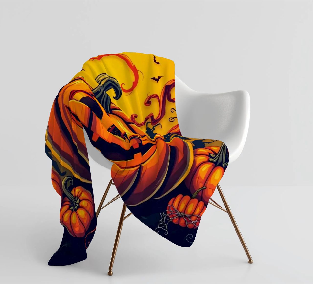 zucca gioiosa circondata da pipistrelli giocosi e da una vite vorticosa coperta in pile da DesignDoodle