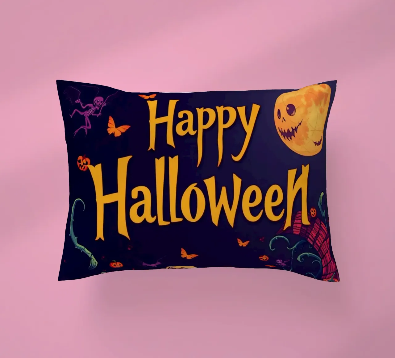 Illustrazione di Halloween zucca sorridente cuscino da DesignDoodle