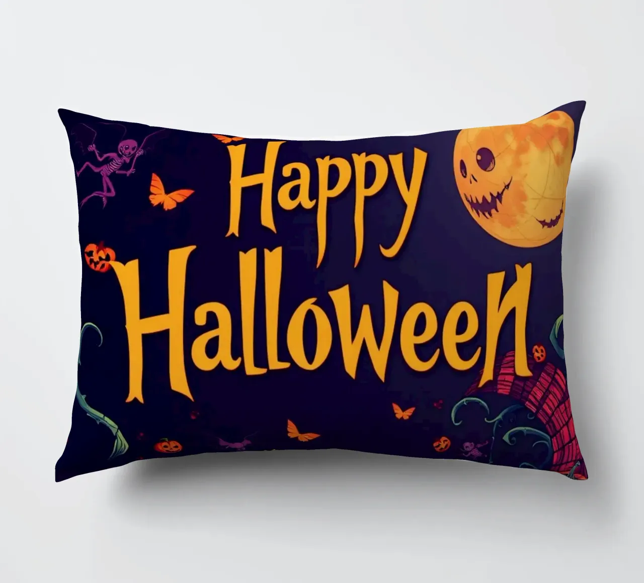 Illustrazione di Halloween zucca sorridente cuscino da DesignDoodle