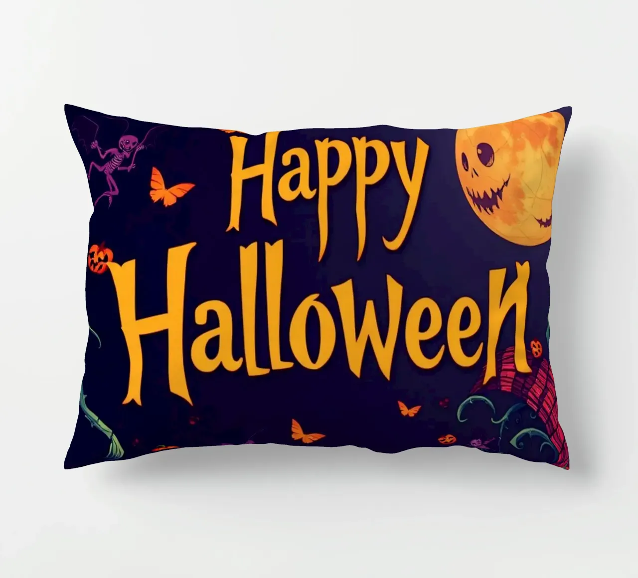 Illustrazione di Halloween zucca sorridente cuscino da DesignDoodle