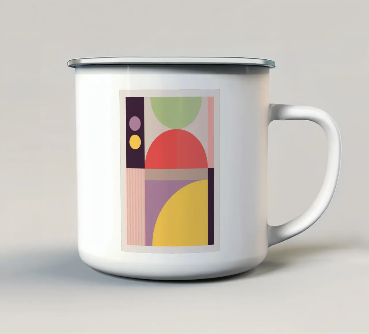 Kleurrijke geometrische abstractie 8 emaille mok van Gaite