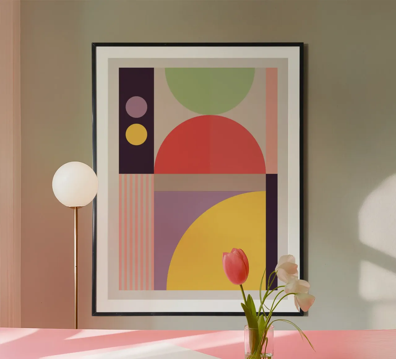 Astrazione geometrica colorata 8 poster con telaio in legno da Gaite
