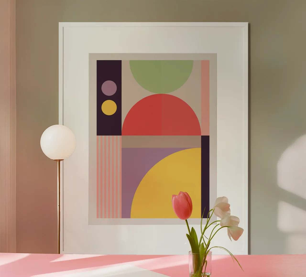 Astrazione geometrica colorata 8 poster con telaio in legno da Gaite