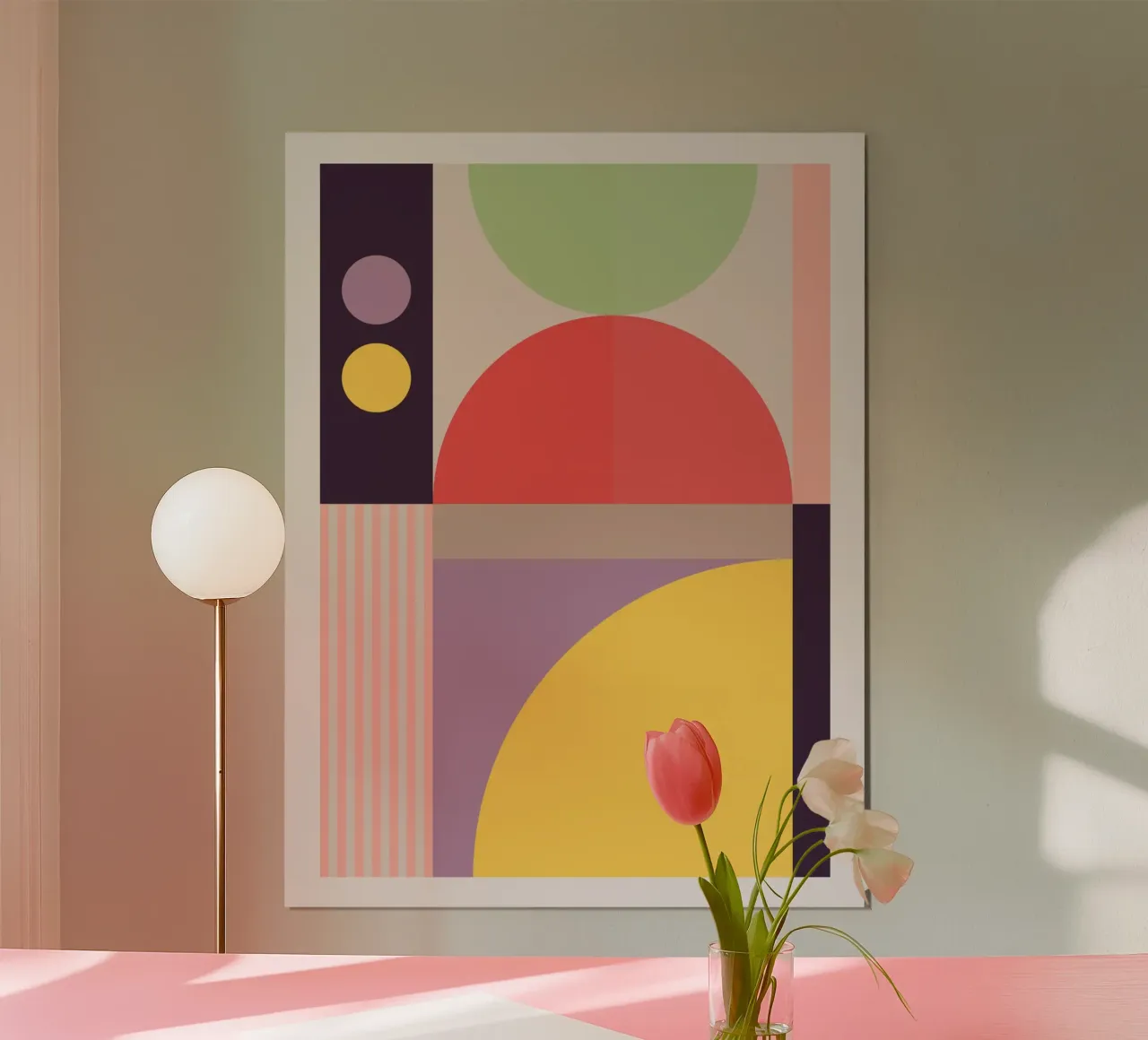 Astrazione geometrica colorata 8 poster con telaio in legno da Gaite